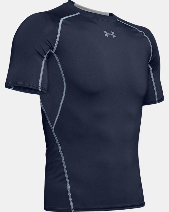 Men's UA HeatGear® Armour Short Sleeve Compression Shirt, Navy, pdpMainDesktop image number 4